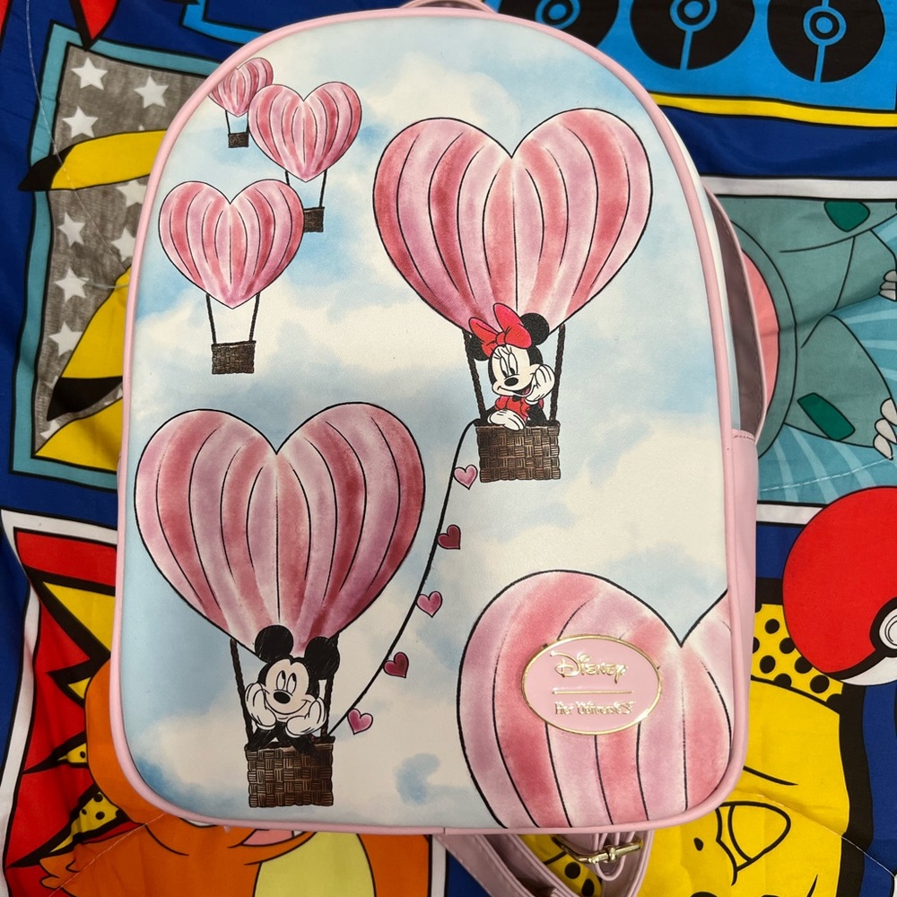 Disney Minnie and Mickey Heart Balloon Backpack - Pink and White
